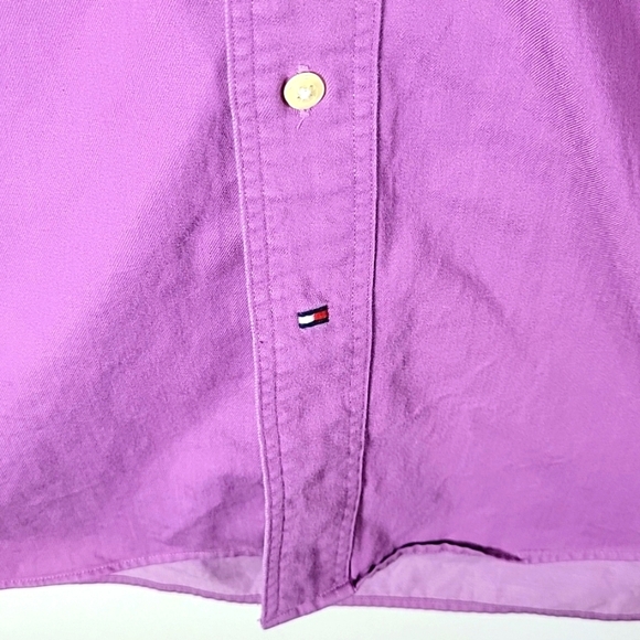 Tommy Hilfiger Mens Oxford Style Shirt Button Up Cotton Purple 16.5 Large - Picture 4 of 5